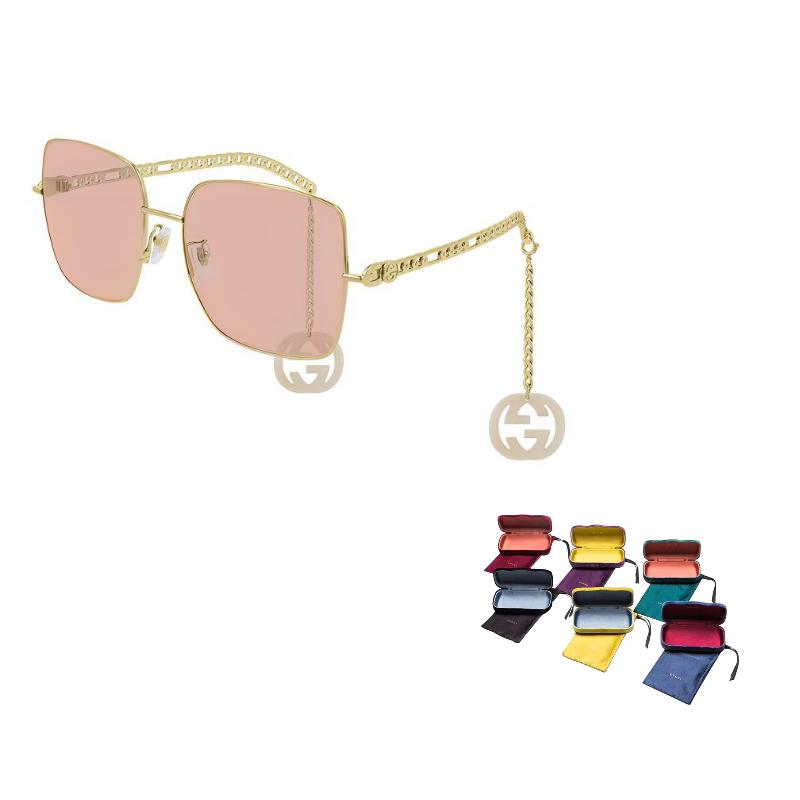 

GUCCI Double G Pendant Metal Square Sunglasses Women s F розовый