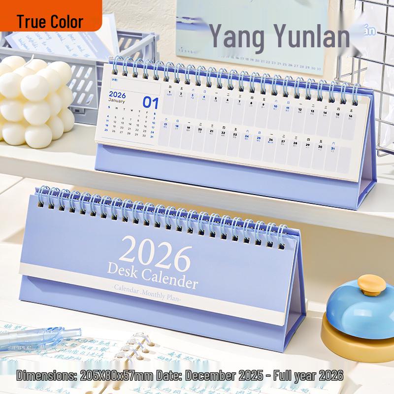 2026 Niedlicher Cartoon-Tischkalender: Studentenplaner & Stempeluhr Monatlicher Mini-Desktop Büroornament