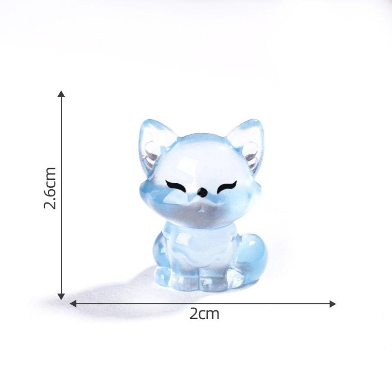 

Светящаяся фигурка лисички, декоративные аксессуары-сюрпризы, миниатюрные настольные украшения для автомобиля, микро-ландшафт, маленькие украшения синий