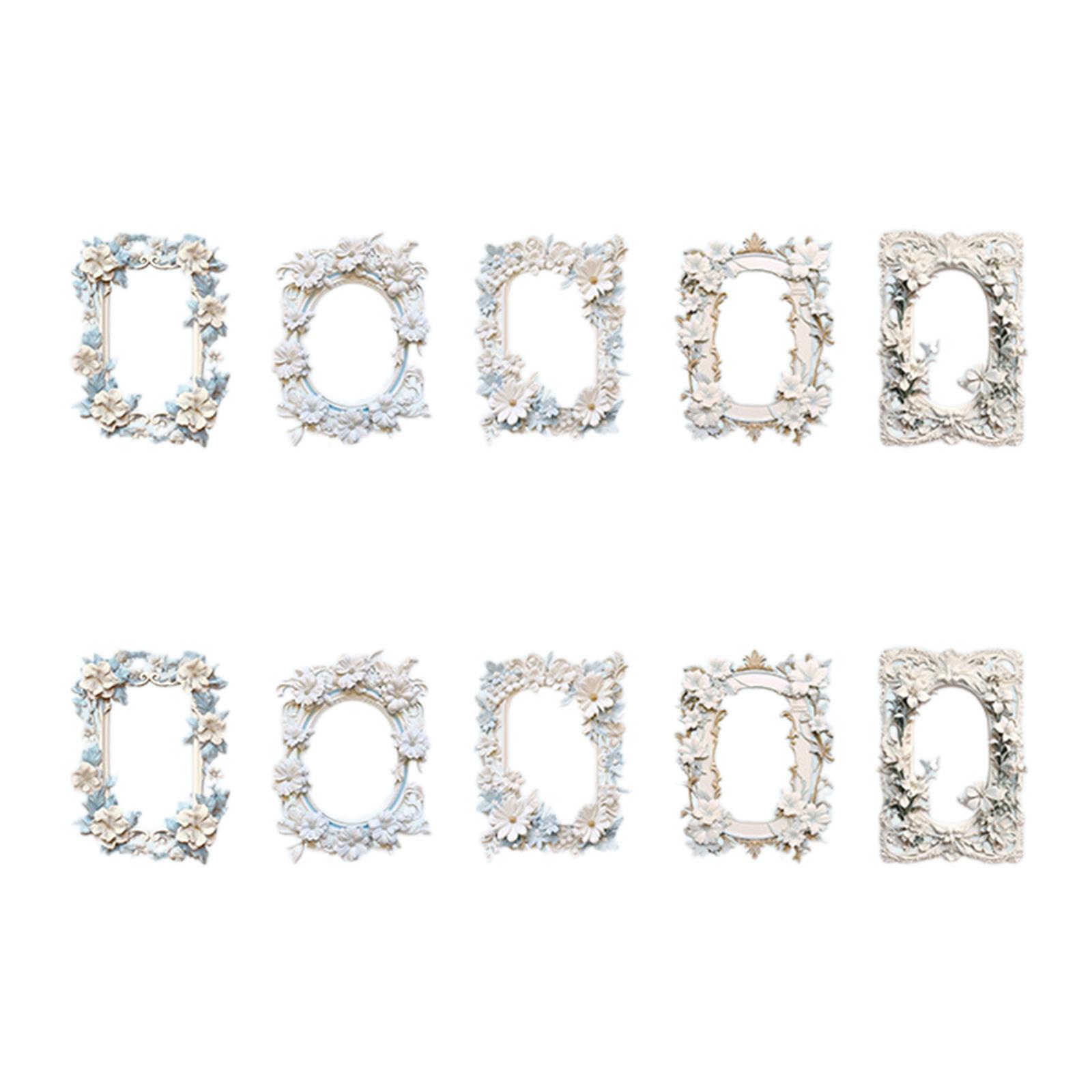 

10 Аркушів Вінтажний Папір для Колажу з Тисненням Квітів Вінтажна Рамка Вирізаний Бордюр для Прикраси Крафт-Журналу Валентинка 6