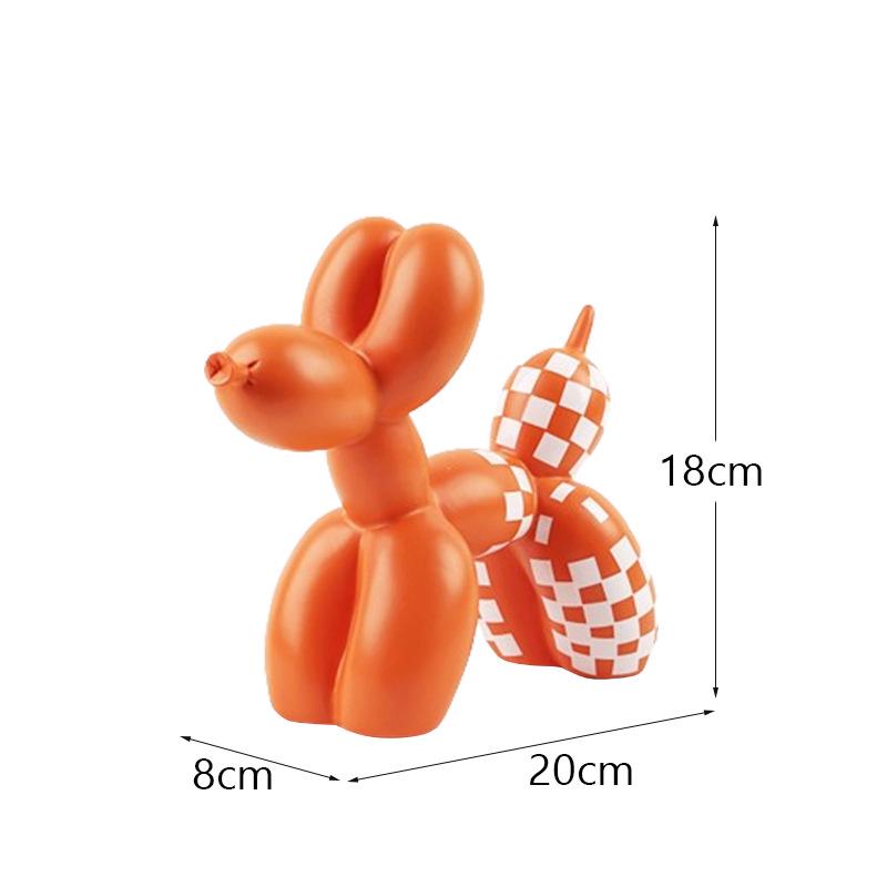 Plaid Balloon Dog Ornaments: Black & White Resin Decor for TV Cabinets & Living Rooms