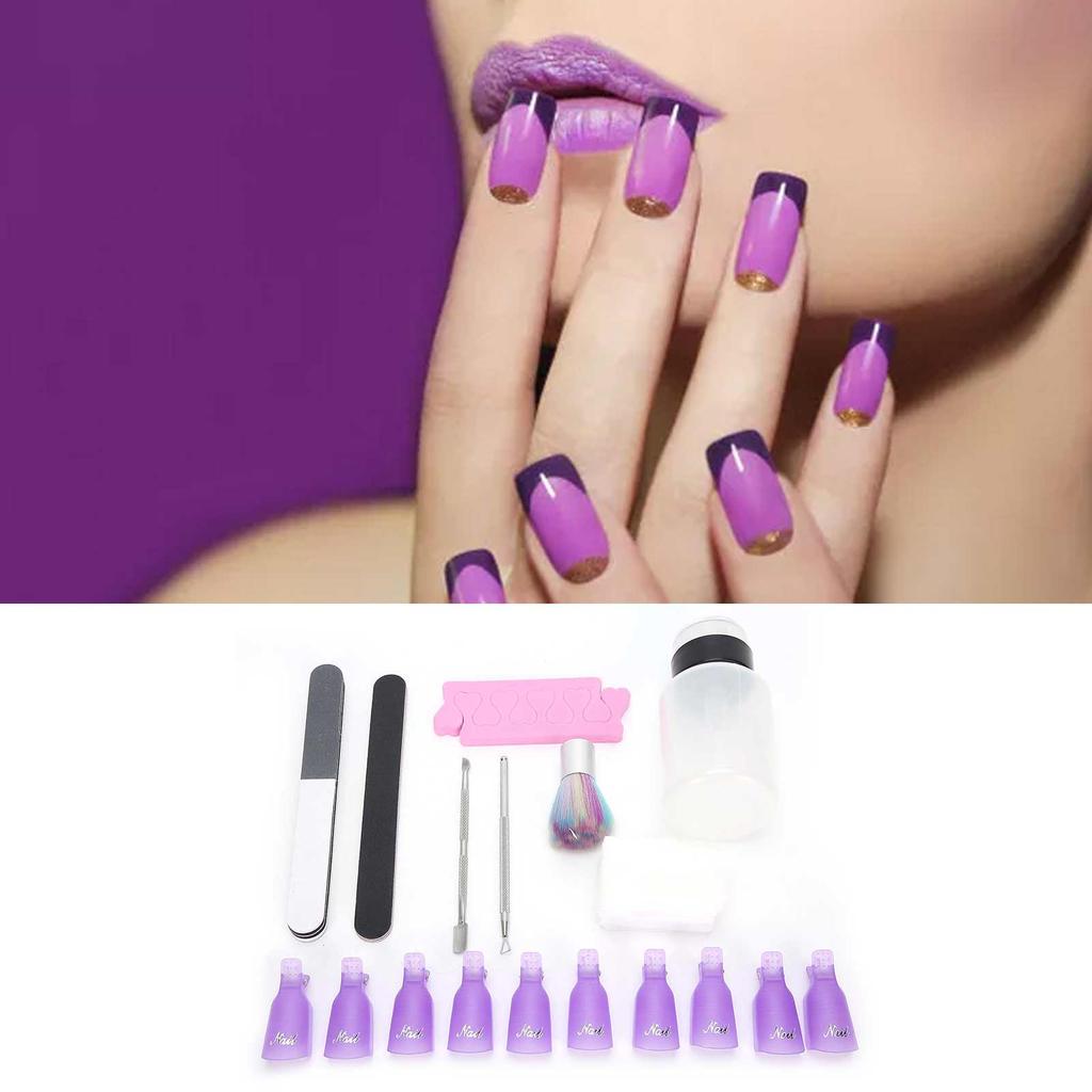 Kit de Ferramentas Removedor de Gel de Esmalte Removedor de Almofada Empurrador de Cutícula Conjunto de Lixas de Unha