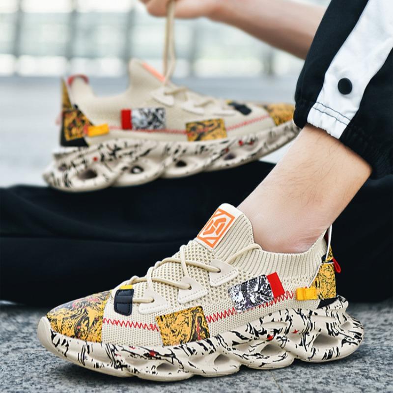 Luxury Men Sneakers Trend Brand Designer Running Shoes Graffiti Fashion Street Blade Sole Skateboarding Shoes Platform Mesh Shoe