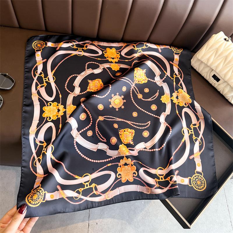 New Decorative Simulation Silk Printing Silk Scarf Square Scarf High-end Shawl Sunscreen Neck Professional Scarf Headscarf Scarf