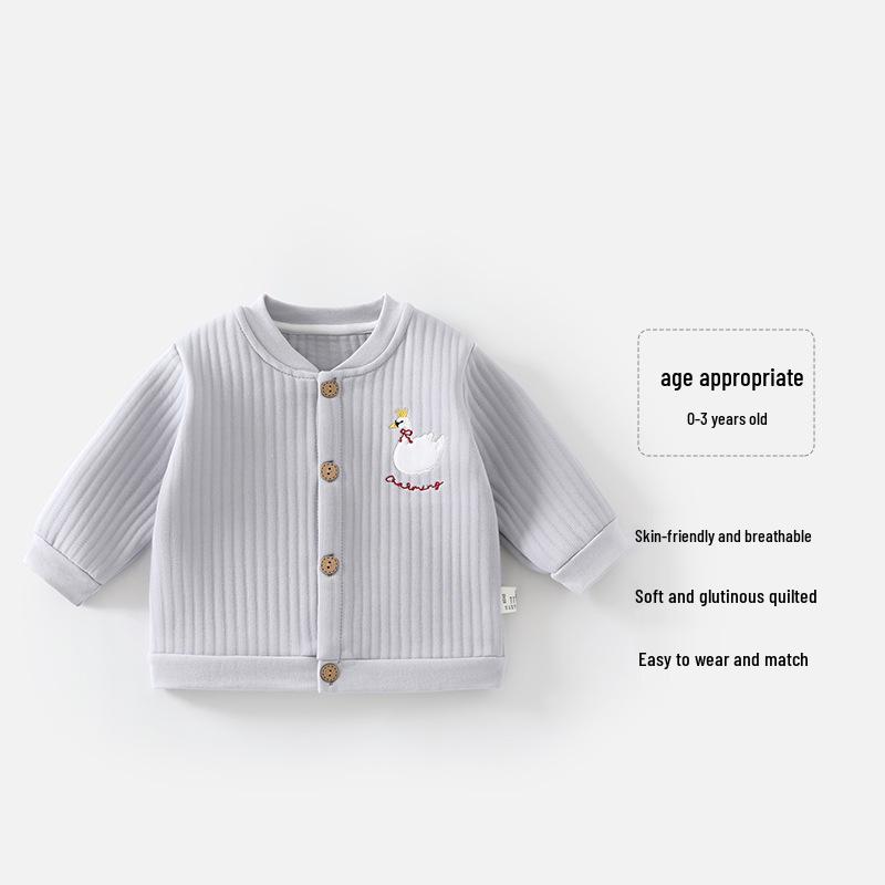 Plain Color Baby Cardigan - Warm Cotton Outerwear for Boys & Girls, Autumn Winter Style