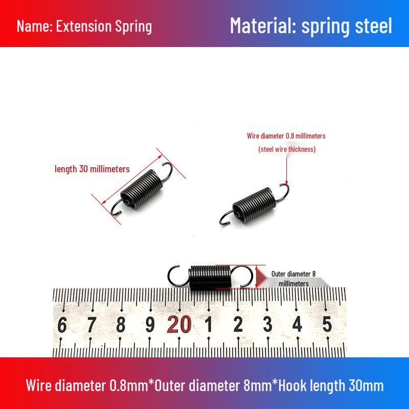 0.8mm Yellow Extension Spring with Hooks - Stapler Rebound Force 