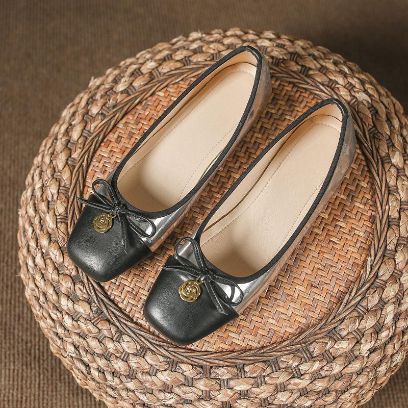 

Весна Осень Женские Балетки Мягкие Одинарные Туфли Элегантный Модный Бренд Женская Обувь Белый Серебристый Большой Размер 43 43 серебряный