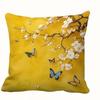 Traditional Yellow Peony Branch And Bird'S Nest Cushion Coversuitable For Sofa Car Bedroom Decorative Cushion Cover Pillow Cover