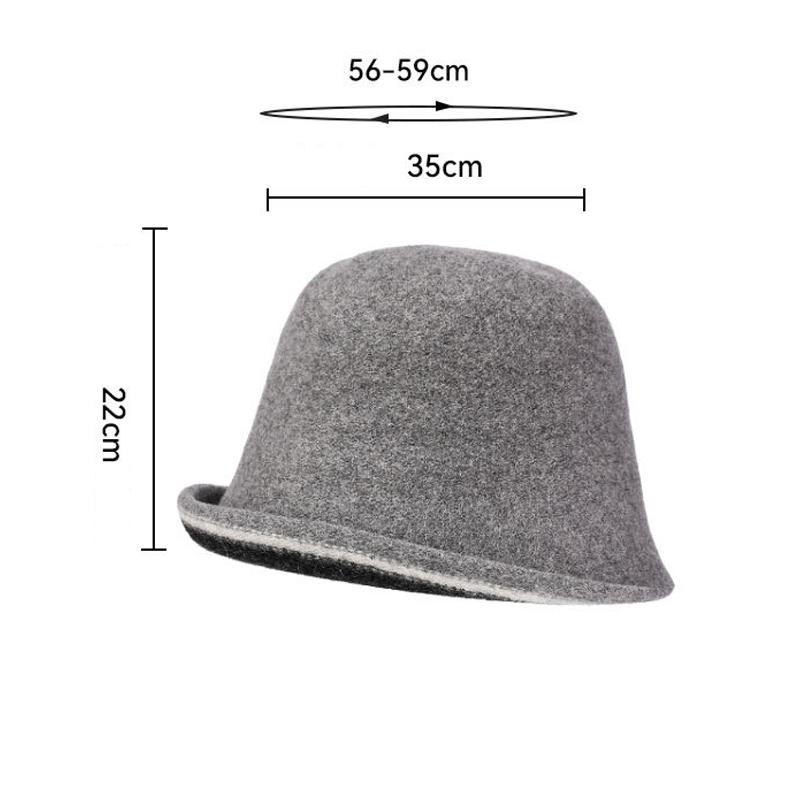 Wool Fisherman Hat Women's Winter Bucket Hat Contrast Color Basin Hat Bucket Hat