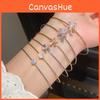 Fashion Jewelry Zircon Flower Butterfly Open Cuff Bracelet For Women Stylish Elegant Hand Accessory