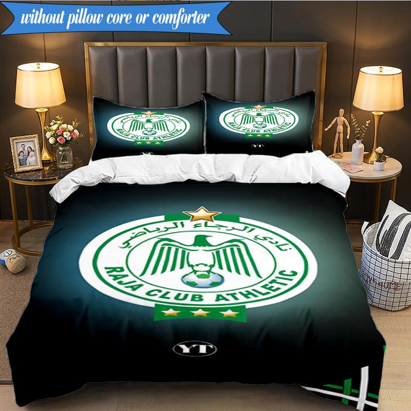 Set Lenzuola 3 Pezzi con Stemma Raja Club Athletic Stampa 2D (Include 1 Copripiumino + 2 Federe Senza Imbottitura), Decorazione camera da letto, Regalo ventilatore