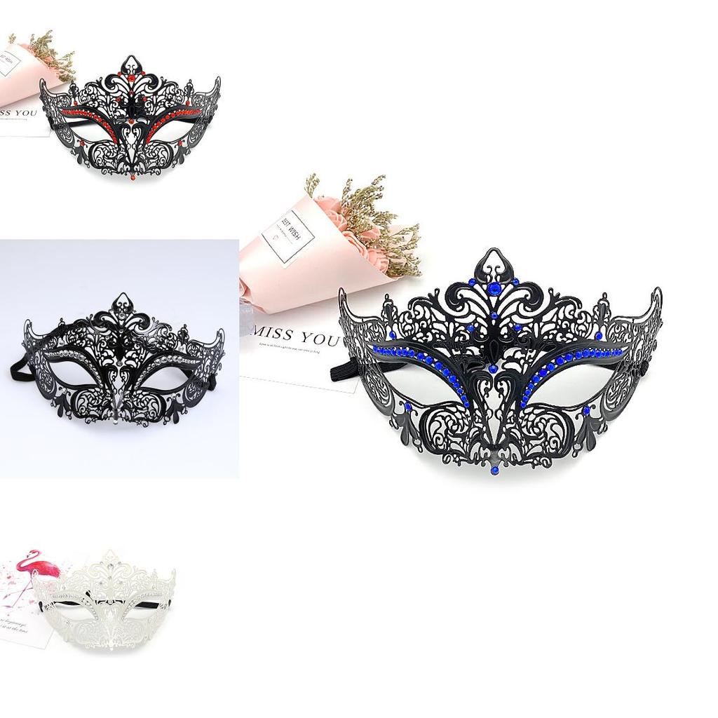 Costume Prop Mask With Metal Embellishments And Rhinestones For Halloween Party
