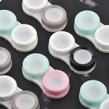 1pcs Candy Color Contact Lens Cases Simple Transparent Portable Eye Contacts Lenses Holder Box Case with Tweezers Wearing Tools