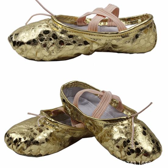 Женские и женские балетные танцевальные туфли из искусственной кожи с блестками — фото 7