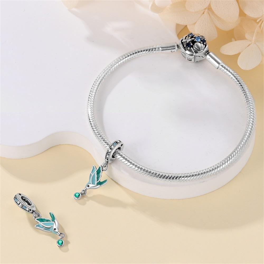 Authentic copper Charm Bead Charms Luxury Blue Bird Pendant Bead Charms Compatible With Bracelets Diy Women Making Delicate Gift Jewellery