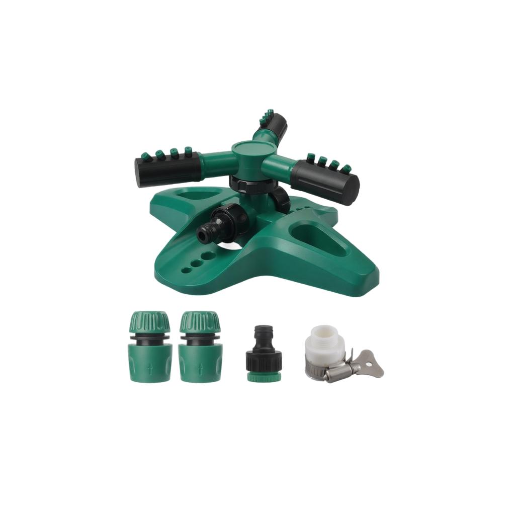 360 Degree Automatic Rotating Lawn Sprinkler Garden Watering System Adjustable Spray Pattern Durable Base for Outdoor Lawn and Garden Irrigation