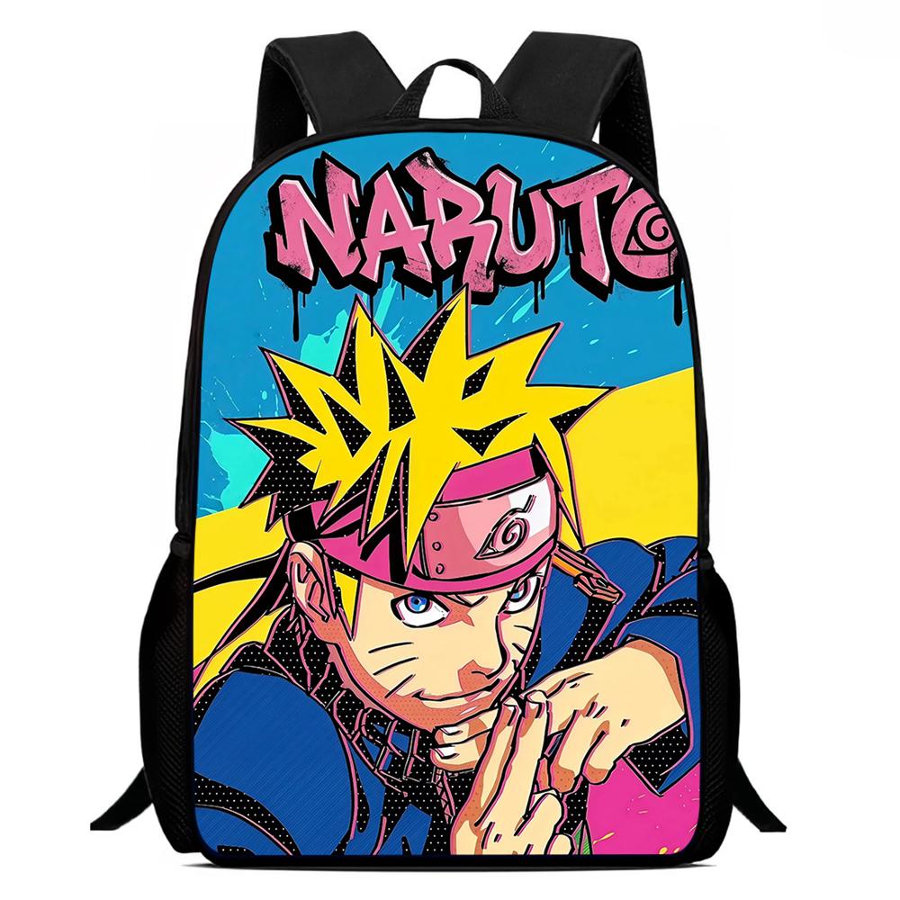 NARUTO Anime 15in Mochila Backpack with Adjustable Shoulder Straps, Kids Daily Lightweight School Bag for Boys & Girls Age 6-10