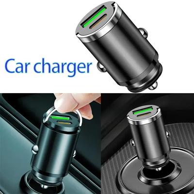 Mini 100W/200W Hidden Car USB Charger Super Charge Dual USB Port Cigarette Lighter Adapter 30W PD for IPhone IPad Android