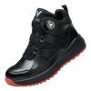 Black Leather Safety Shoes Men Steel Toe Sneakers High Top Work Shoes Rotating Button Work Boots Men's Protective Sneakers