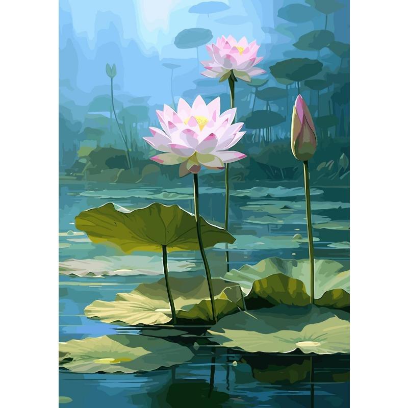 Beautiful Lotus Flower Colourful Modern Scenery Flowers Plants Canvas Painting Print Wall Art for Living Room Home Decor
