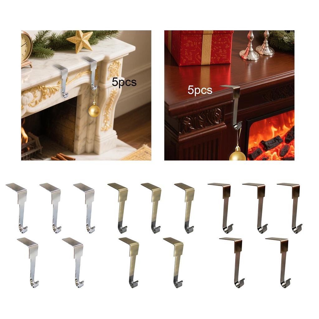 5x Christmas Stockings Holder Metal Hooks Non Skid Hang Christmas Stockings
