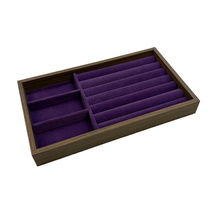 1 Pc, Walnut Wood Pattern Jewelry Box, Jewelry Tray, Suitable for Storing Necklaces, Rings, Earrings and Ear Studs. Color: Violet