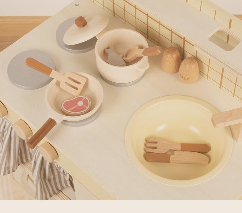 Wooden Kitchen Play Set for Kids Ages 3-6: Pretend Cooking Toy