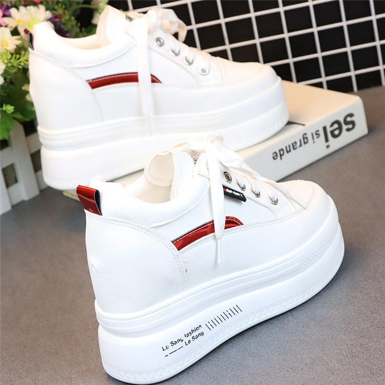Fashion Woman Height Increasing Shoes 10CM Heels Spring Autumn Wedges Breathable Women Sneakers Casual Platform Trainers White Shoes