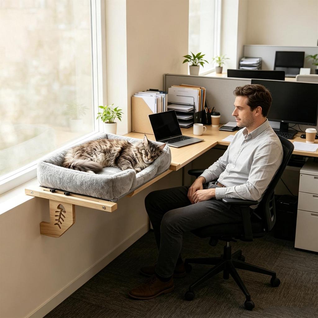 Cat Hammock For Window Pet Sunbathing Seat With Ball Plush Cushion Window Sill Kitten Cushion For Home Apartment Indoor