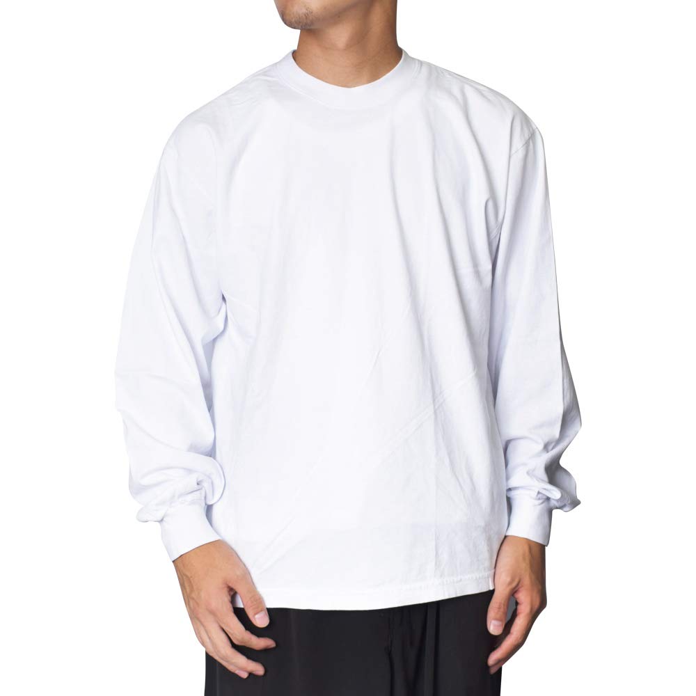 Los Angeles Apparel (RSL) LA APPAREL (1807GD) 6.5oz L/S Garment Dye T-Shirt, Men's Long Sleeve, Solid Color, Made in USA, White [Parallel Import]