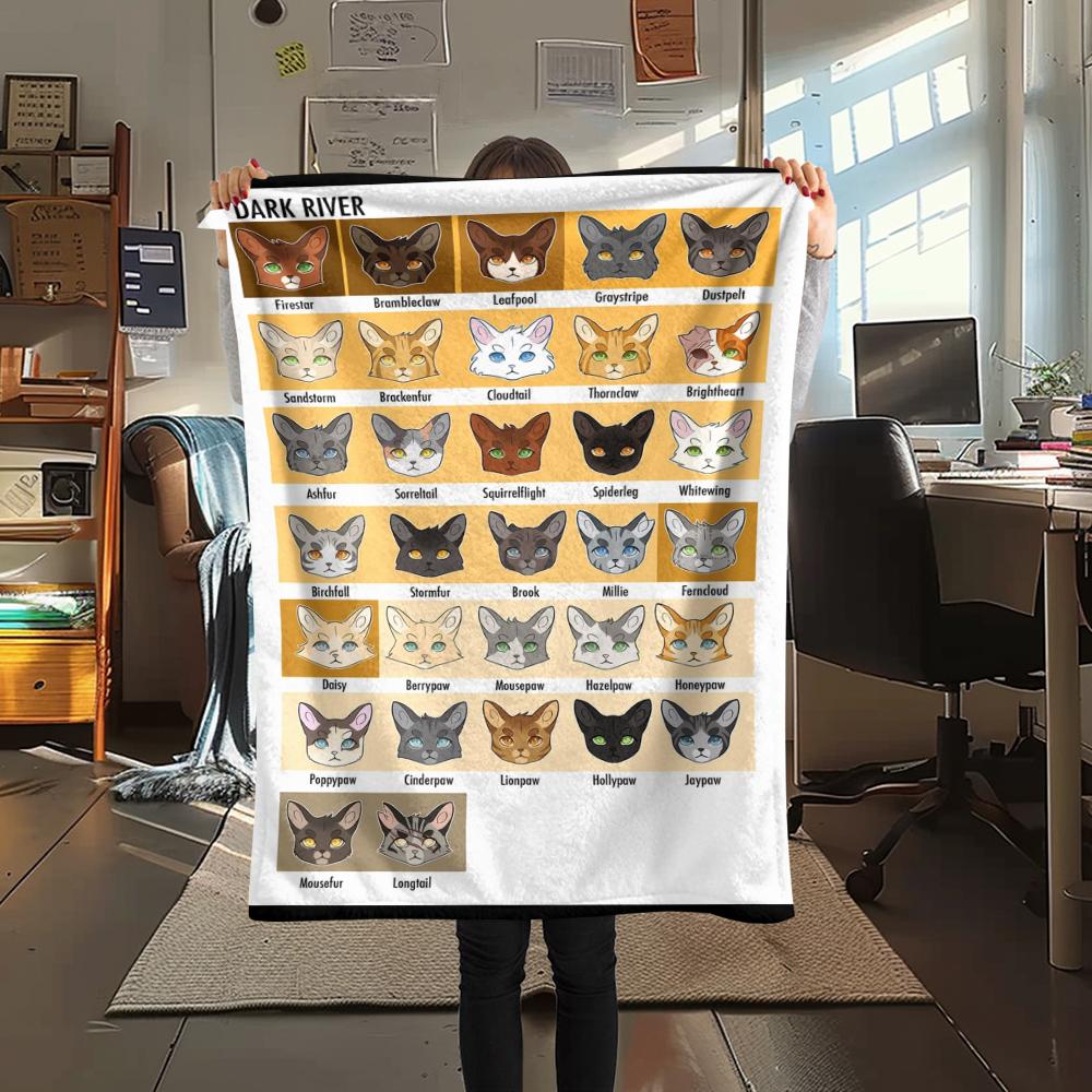 1PZ Coperta in Flanella con Stampa Guerriero Gatto, Alta Qualità, Confortevole per Tutte le Stagioni, Decorazione per la Casa, Calore e Comfort, Perfetta per Regali di Natale