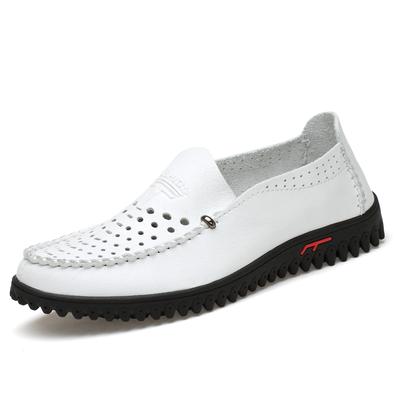 Pánské boty pro volný čas Luxusní značka letní módní boty z pravé kůže pánské duté boty prodyšné slip on řidičské ploché boty