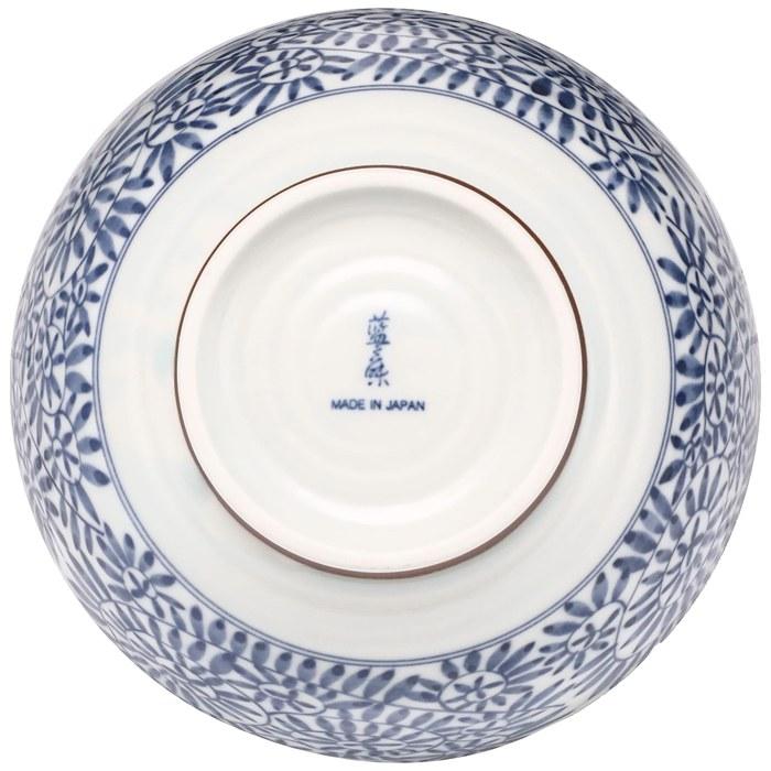 Mino Ware Donburi Udon Bowl Indigo Dyed Octopus Vines Pattern Dishware, Approx. 7.5" X 3.5", Microwave & Dishwasher Safe, Made In Japan,