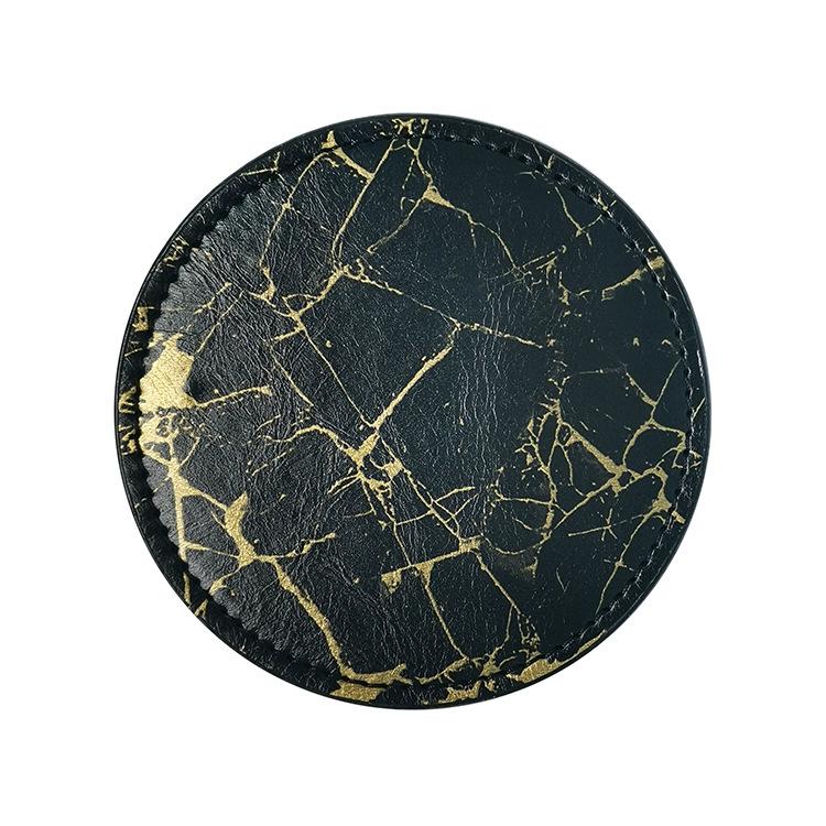 PU Heat-Resistant Non-Slip Round Leather Coaster Placemat - High Temperature Insulation Pad