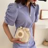 Summer New Fashion Straw Strap Mouth Women's Woven Bag Single Shoulder Bag Crossbody Bag for Travel and Amusement