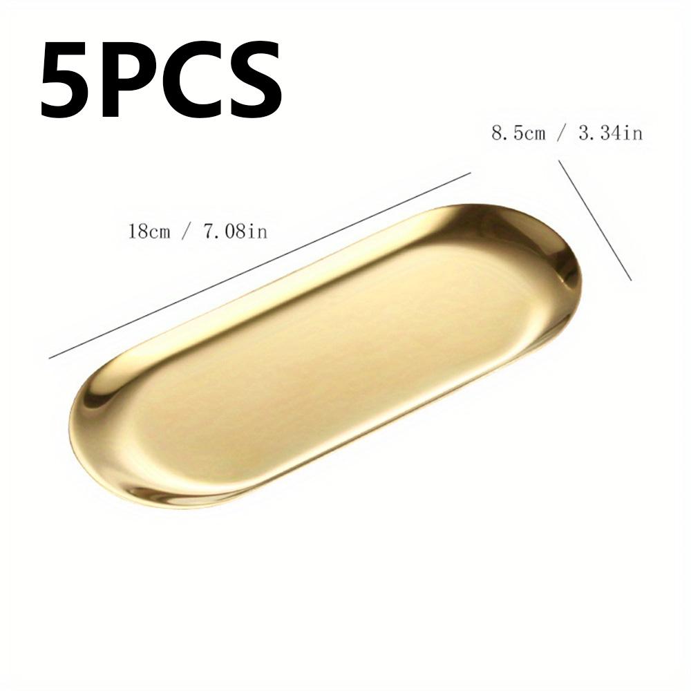 

5PCS Korean style oval tray, stainless steel gold oval tray - multi-purpose tray, reusable snack fruit tray