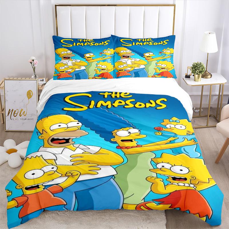 The Simpsons Family Bedding Set Comforter Cover Gift for Bedroom,Includes 1 Cover and 2 Pillowcases, No InsertB465