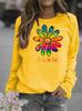 Sunflower Print Women's Round Neck Hoodie