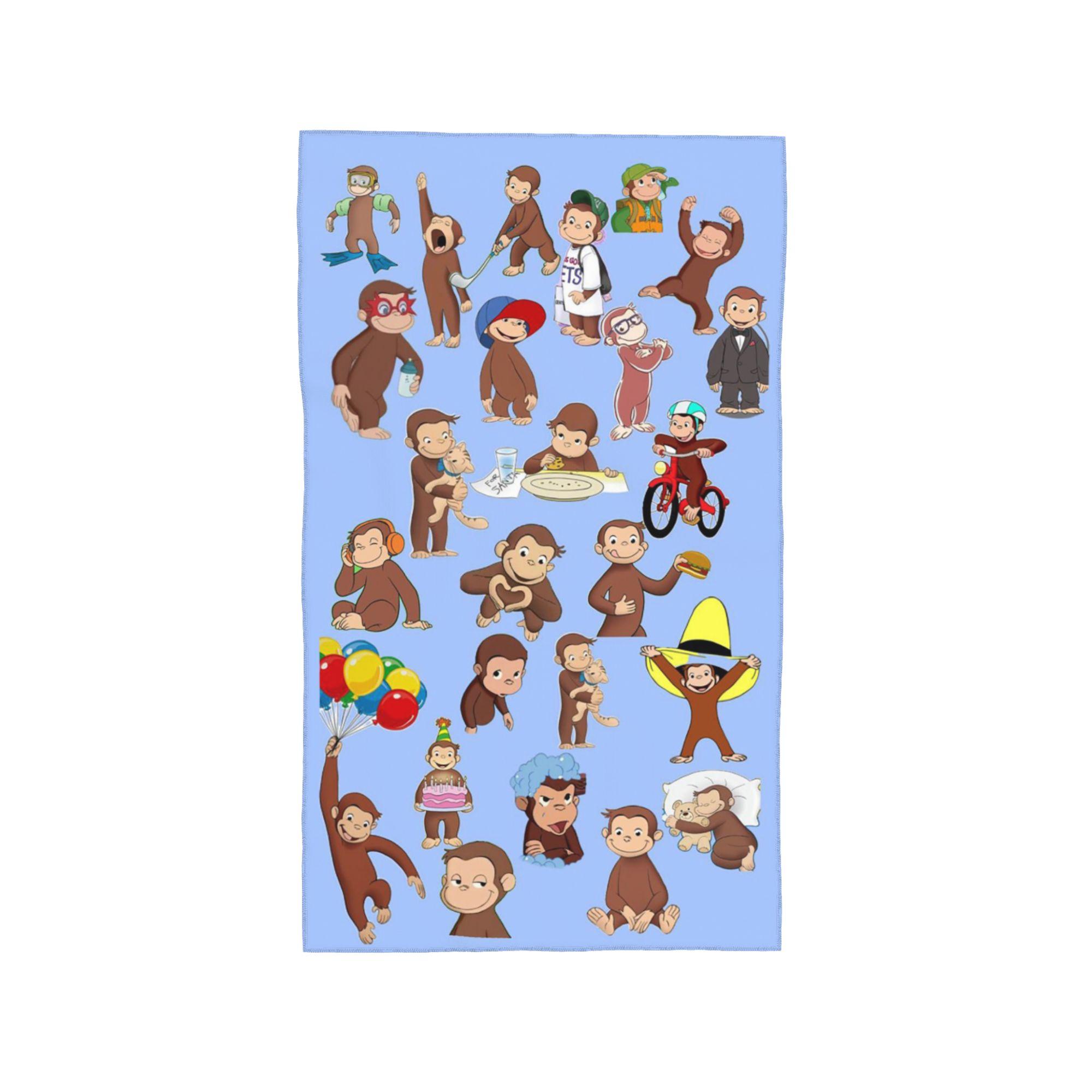 

Anime Curious George Monkey Soft Face Towel Quick Dry Pool Bath Cotton Towels Absorbent W40*H60(CM)