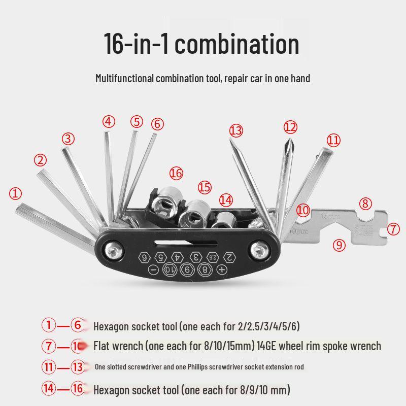 16-in-1 Folding Hex Wrench & Screwdriver Set
