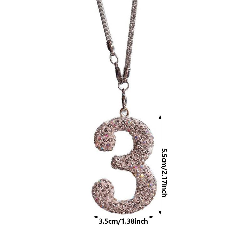 Car Pendant Interior Rearview Mirror Crystal Numbers Decoration Car Hanging Ornament Car Hanging Accessories
