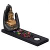 Grey Golden Resin Palm Buddha Statue Tea Light Candle Holder | Lord Buddha Idol Tea Light Holder | Diwali Decoration Items for Home Decor