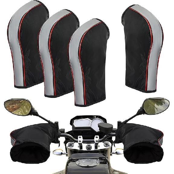 Tallew Motorcycle Handlebar Gloves ATV Windproof Warmer Mitt Windproof Handlebar Muffs Gloves Waterproof Warm Bike Mittens with Reflective Strip for 2