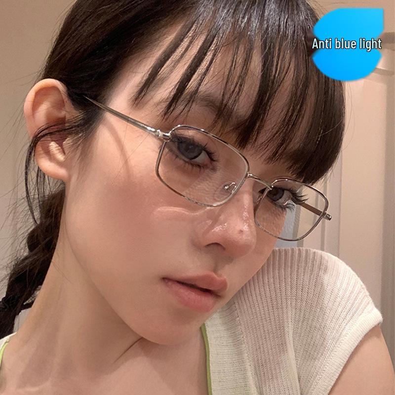 Hong Kong Style Anti-Blue Light Metal Glasses for Small Faces – Unisex Myopia Frames