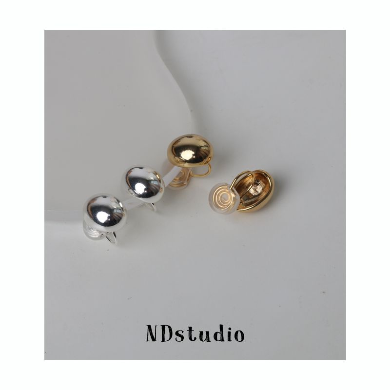 ND  Gold and Silver Peas  Niche Style Ins Ear Studs Fashion Cold Wind Fancy Minimalist Geometric Mosquito Coil Ear Clip [Gold Ear Clip Style] Mosquito Coil Ear Clip