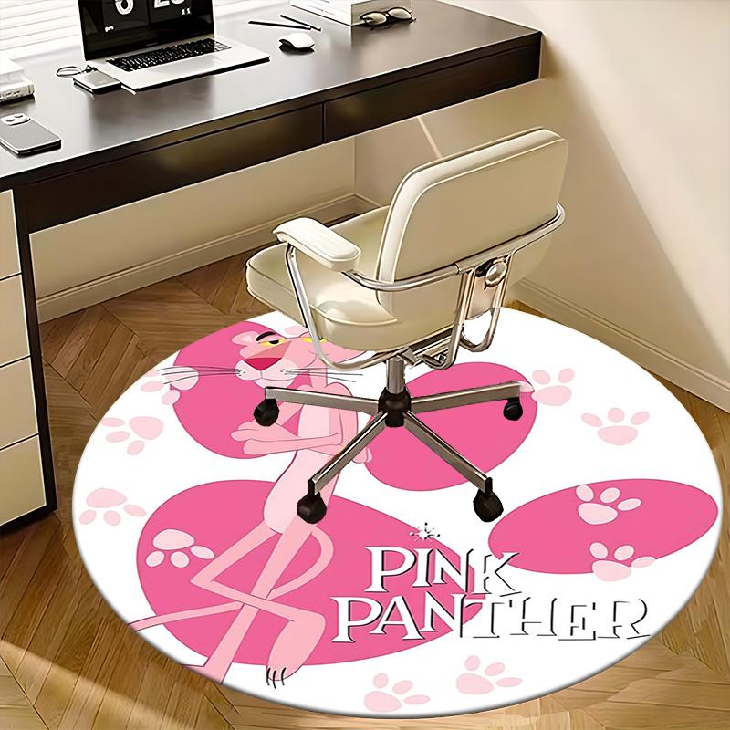 Pink Panther,Footprints Chair mat Round Rug Office carpet, Machine Washable, Non slip, Suitable for Living Rooms, Bedrooms
