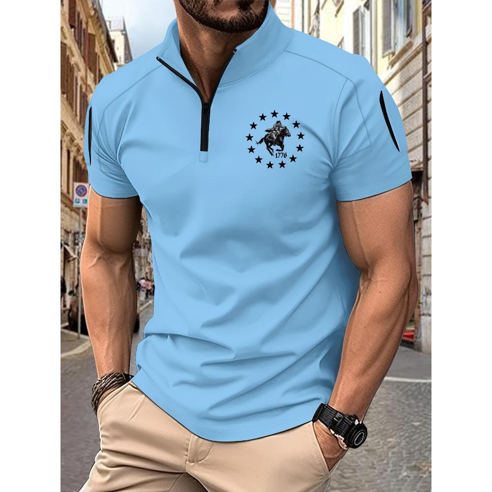 

Летняя повседневная футболка в стиле пэчворк мужская рубашка поло XXXL небесно-голубой