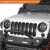 Hooke Road Matte Black Headlight Bezels and Headlight Cover Trims for Jeep Wrangler