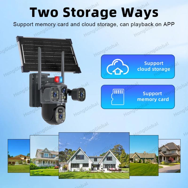 LS VISION V380PRO 4G Multi-obiettivo 3 Schermi 12MP HD PIR Rilevamento Umano Esterno Impermeabile Ptz Cctv Ip Wifi Sicurezza Scheda Sim 4g Pannello Solare Telecamera