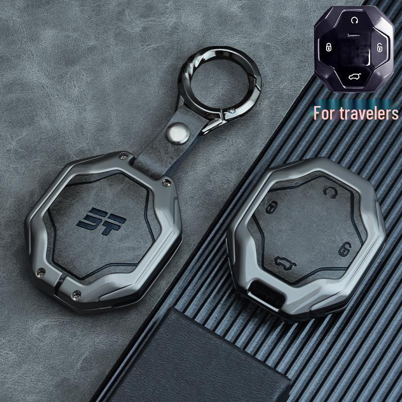 Jetour Traveler 2023 Key Cover: Alloy Leather Car Interior Decoration Accessory